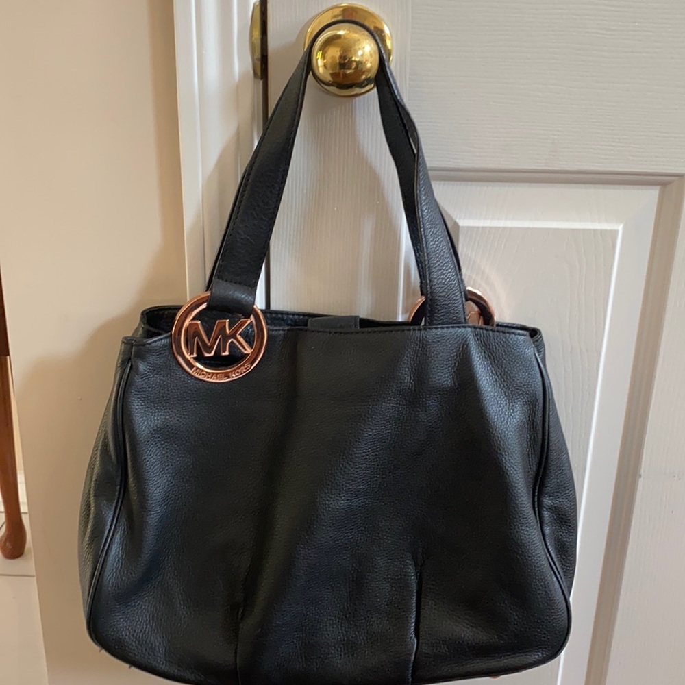 Michael Kors Black / Rose Gold Satchel